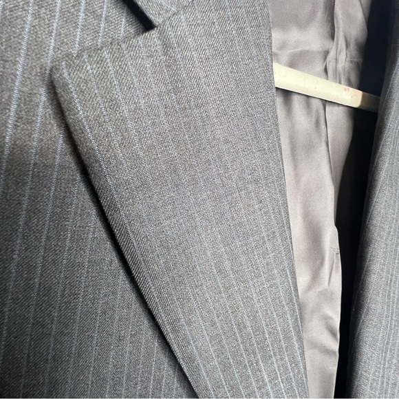 Brooks Brothers 346 Men’s 46L Gray Stripe 100% Wool Sport Coat Suit Jacket 46 L - Picture 6 of 16